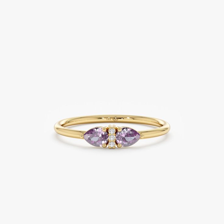 February Birthstone, Amethyst Gold Ring, Pear Shape Amethyst, Engagement Ring, Birthday Gift Idea, 14K 18K Solid Gold, Yellow White Rose, Sarah Elise Jewelry Amethyst Art, Memory Ring, Gold Amethyst Ring, Handmade Fine Jewelry, Amethyst Gold, Solid Gold Ring, Solid Gold Rings, Initial Jewelry, Deco Ring