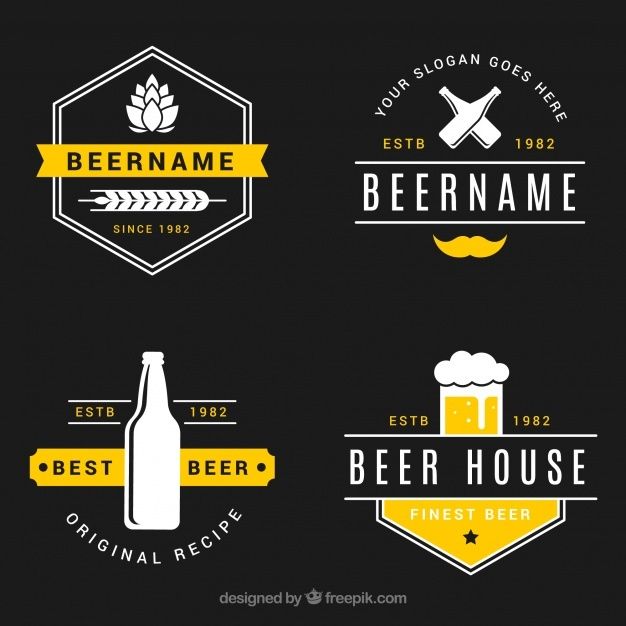 beer badges and emblems on black background