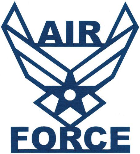 an air force logo with the words,'air force'in blue and white