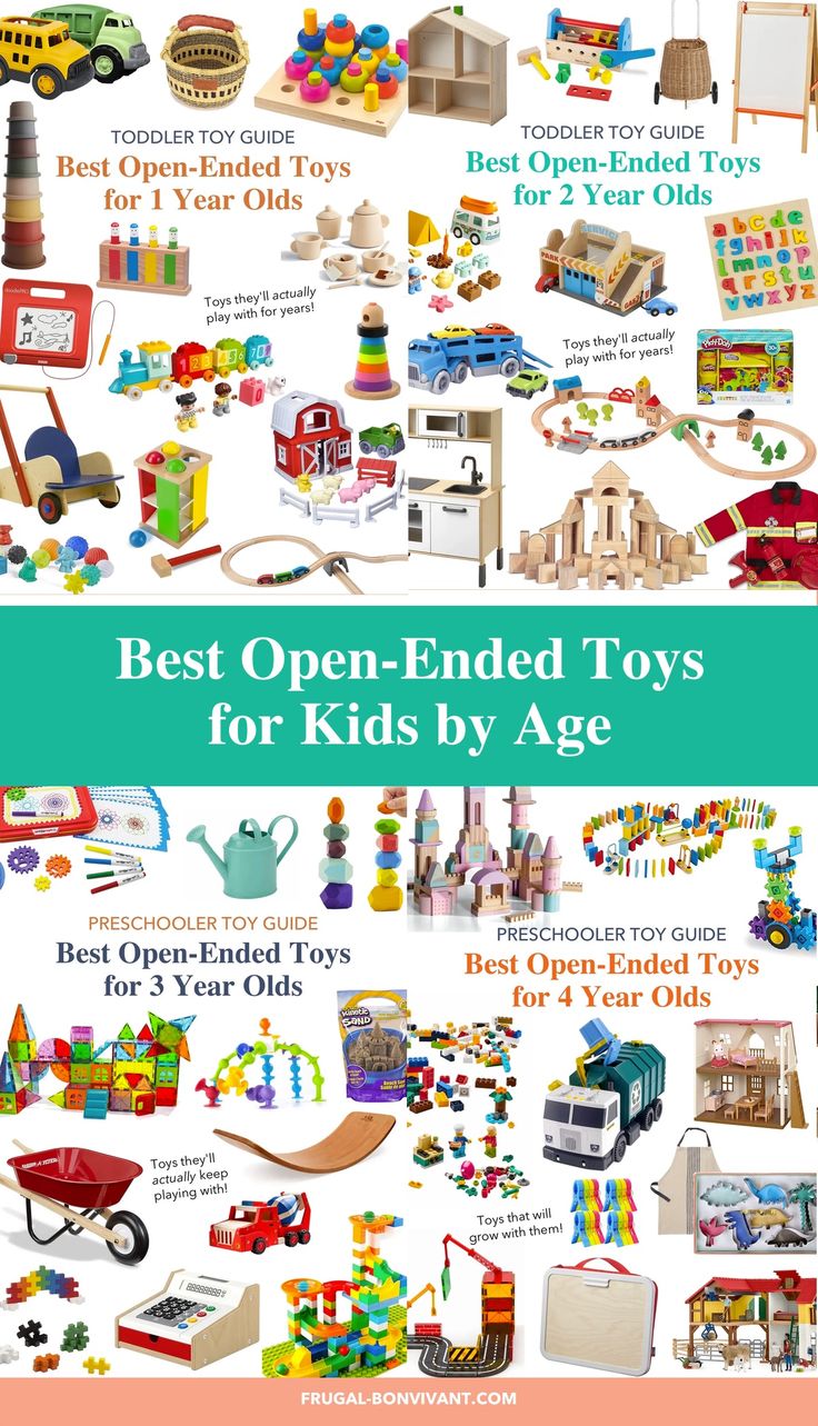 the best open - ended toys for kids by age is shown in this poster with instructions