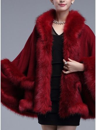 Faux Fur Wedding Wrap (013183416) - JJ's House Womens Sherpa Jacket, Fur Street Style, Mantel Cape, Double Breasted Coat Women, Faux Fur Wedding, Winter Cloak, Wrap Fashion, Faux Fur Fashion, Red Fur