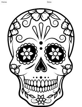 a sugar skull with flowers on it's head and the words, day of the dead