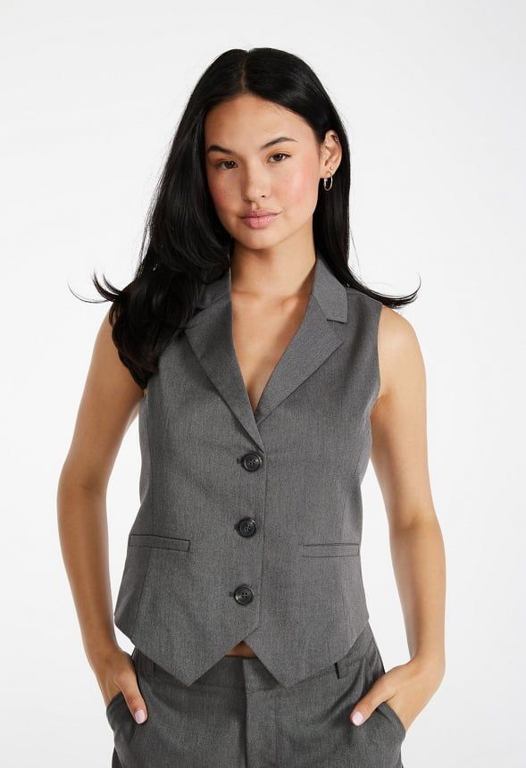 Collared Vest Collar Vest, Outerwear Vest, Female Fashion, Shoe Dazzle, Heathers, Heather Grey, Fashion Clothing, Fashion Outfits, Grey