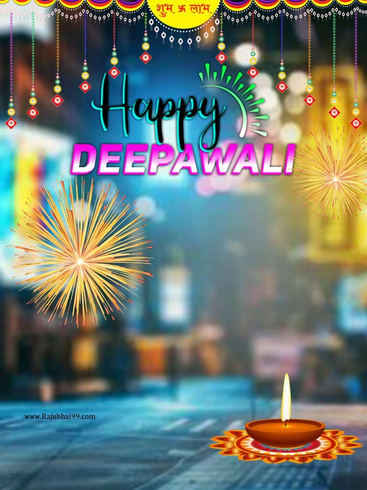 happy deepa wallpaper with diwali and firecrackers in the background