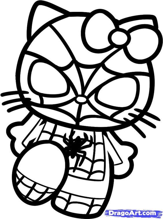 the hello kitty coloring page is shown in black and white