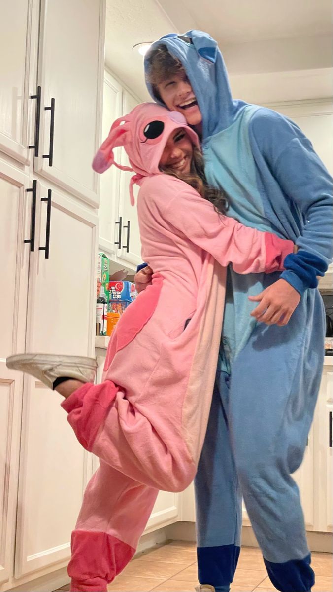 cute halloween stitch couple costume, angela and stitch halloween costumes, couple costume, stitch onesie, Onesie Pajamas for Adults Stitch Costume Cosplay, homewear onesie stitch, cute stitch merch Double Date Halloween Costumes, Couples Sleepover, Sleepover With Boyfriend, Sweet Couple Aesthetic, Couple Pijama, Couples Items, Matching Pjs For Couples, Photos Couple Mignon, Matching Stuff