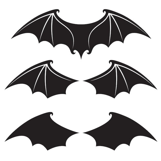 three bats that are black and white, one with wings spread out to the side