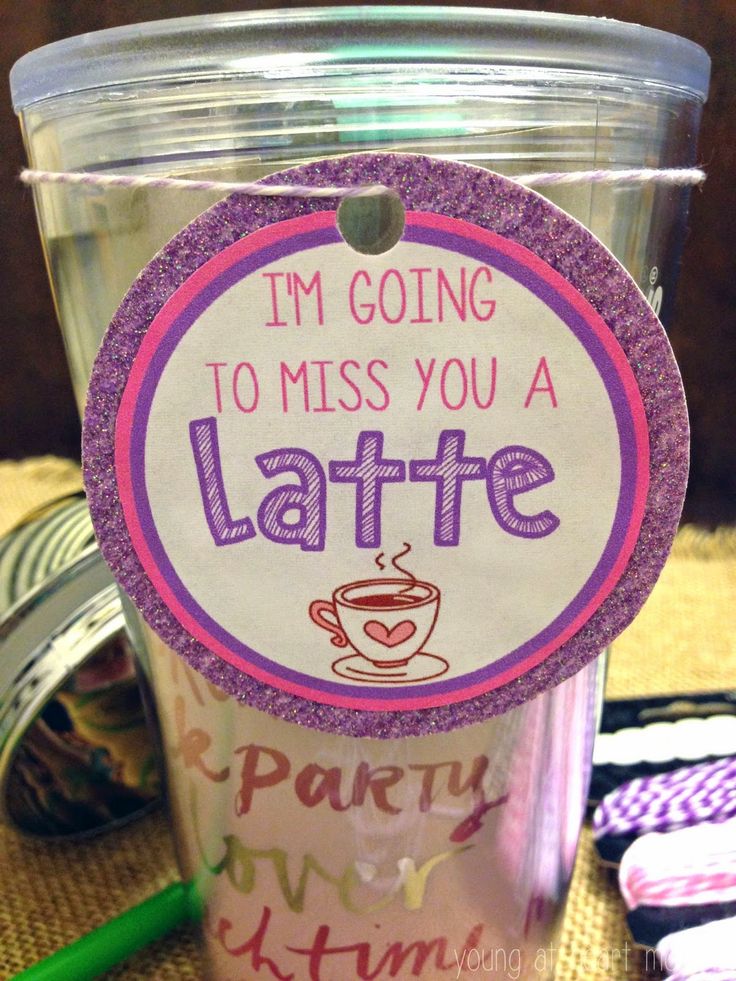 i'm going to miss you lattee party cup with tags on it