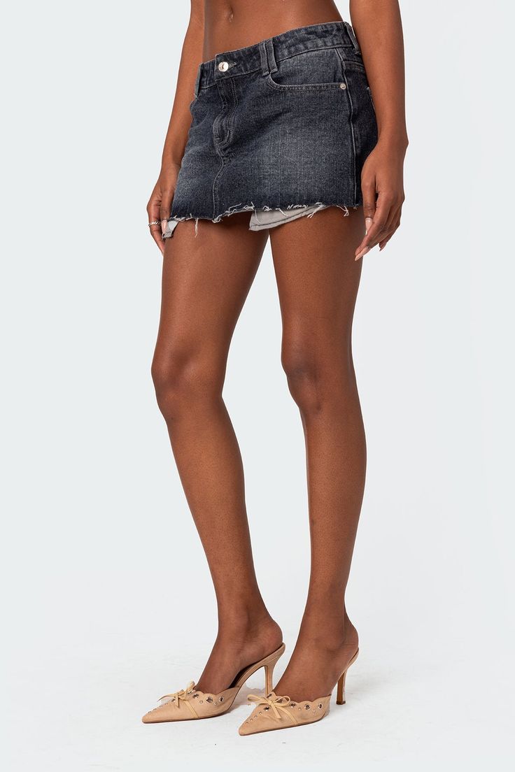 PRODUCT INFO Mini skirt Distressed hem Washed denim fabric 100% Cotton Model wears size S Model height is 5'9 Item care: Wash with similar color Visionary Fashion, Swimwear Dress, Washed Denim, Denim Mini, Denim Mini Skirt, Denim Fabric, S Models, Model Height, Denim Wash