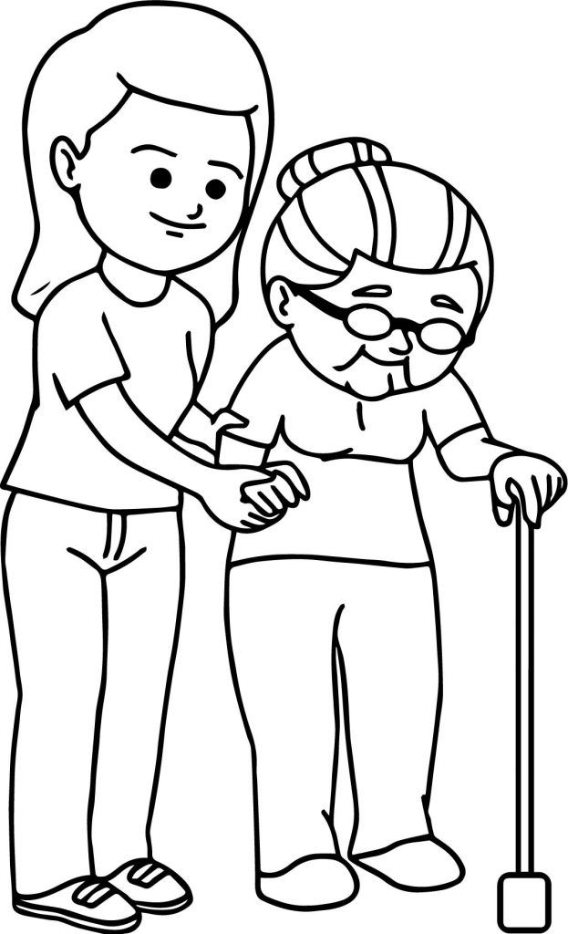 an old man and woman standing next to each other with a cane in their hand