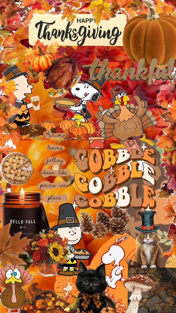 a collage of thanksgiving images with pumpkins, leaves and other things in the background