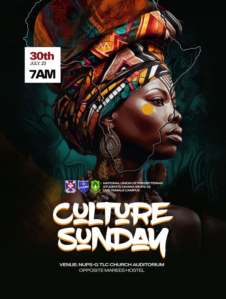 the poster for culture sundam featuring an african woman with headdress on