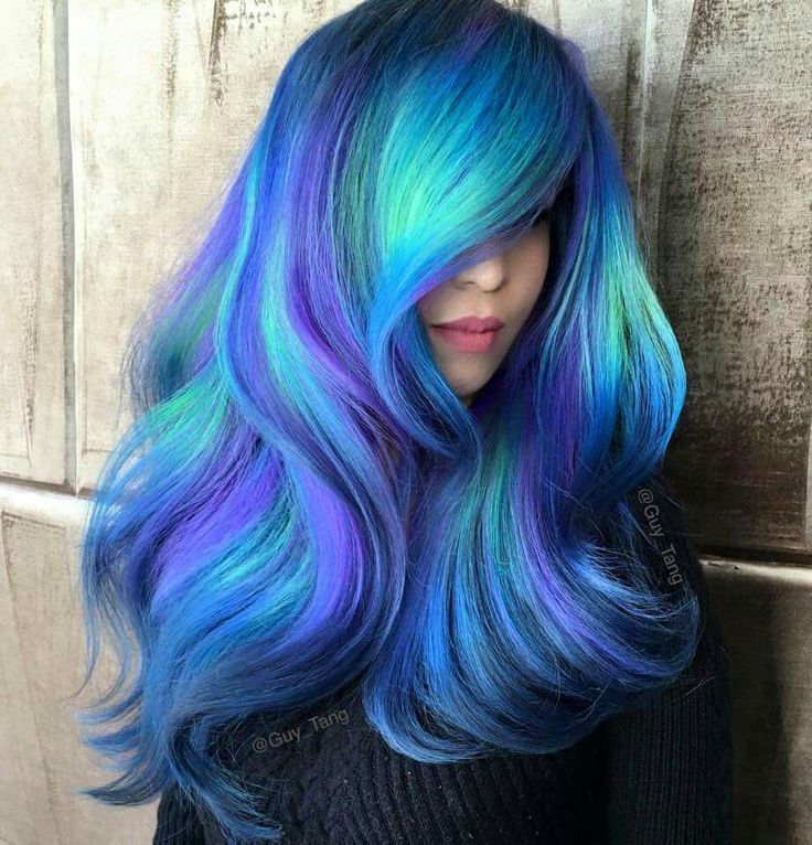 Hair Blue And Purple Hair, Multi Colored Hair, Beautiful Hair Color, Pretty Hair Color, Hair Color Blue, Hair Dye Colors, Mermaid Hair, Rainbow Hair, Cool Hair Color