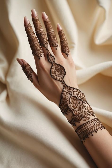 a woman's hand with henna tattoos on it