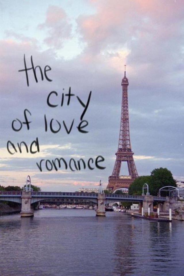 an image of the eiffel tower in paris with words on it that read, the city of love and romance