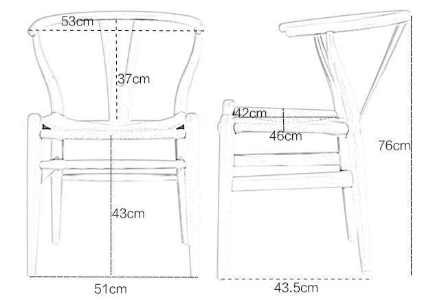 the measurements for a chair and table with measurements to each seat, from which side is shown