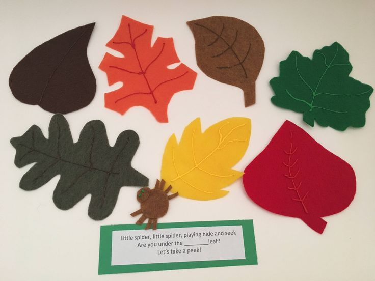 felt leaf shapes displayed on white surface with green label stating fall is the most important season