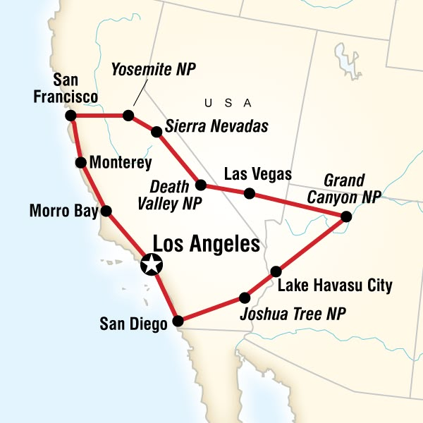 the route map for los angeles to san diego