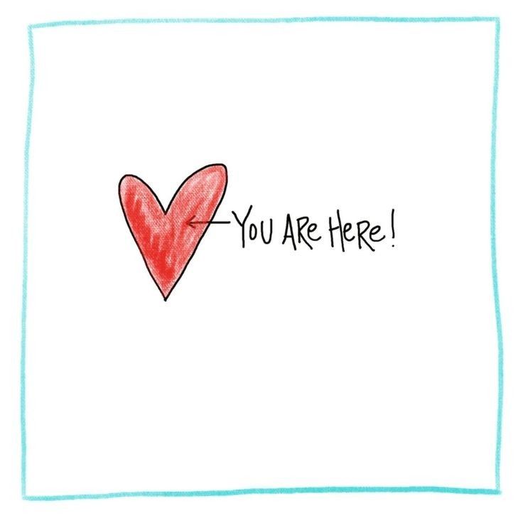 a drawing of a heart with the words you are here