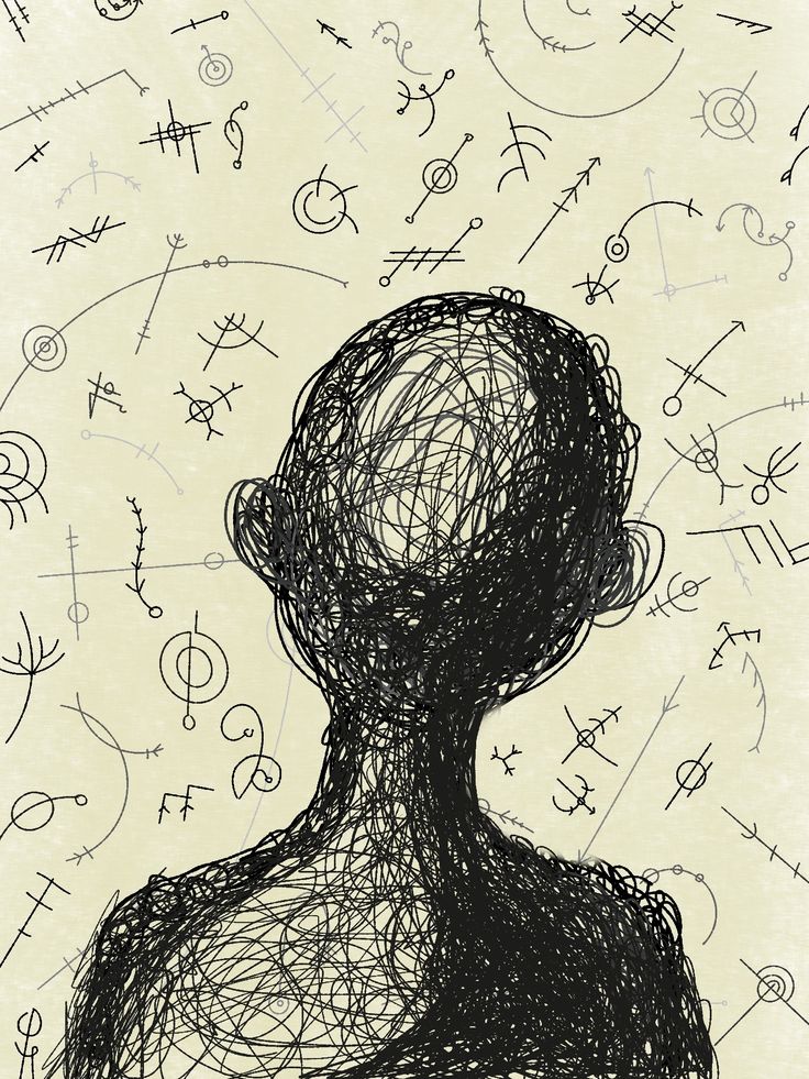 an artistic drawing of a person's head surrounded by zodiac signs and astro symbols