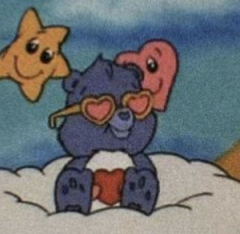 a drawing of a teddy bear sitting on top of a snow covered ground next to a star