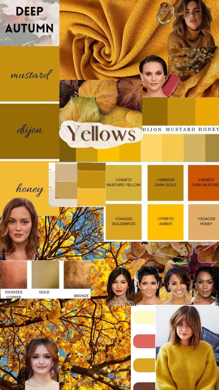 #deepautumn #darkautumn #yellows Deep Autumn Makeup, Deep Autumn Palette, Autumn Color Palette Fashion, Deep Autumn Color Palette, Autumn Skin, Deep Autumn, Dark Autumn, Seasonal Color Analysis, Color Me Beautiful