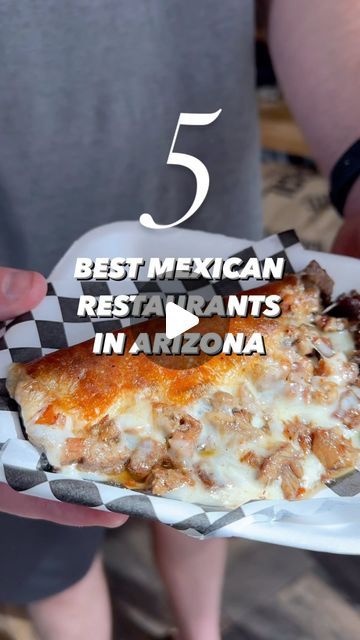 a person holding a piece of food in their hand with the text 5 best mexican restaurants in arizona