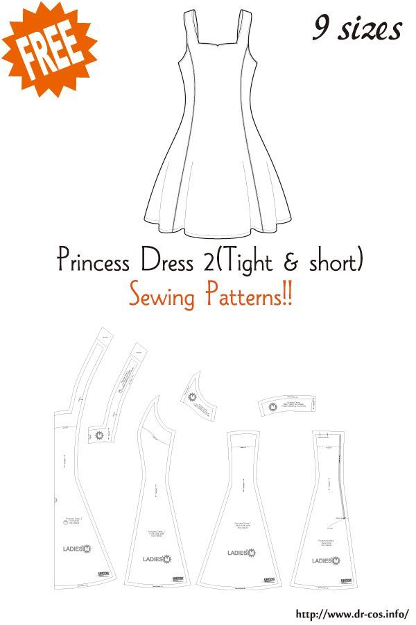 the princess dress sewing pattern is shown