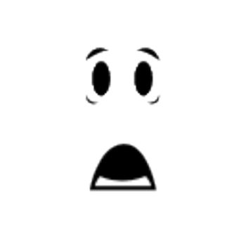 an emoticive face is shown in black and white