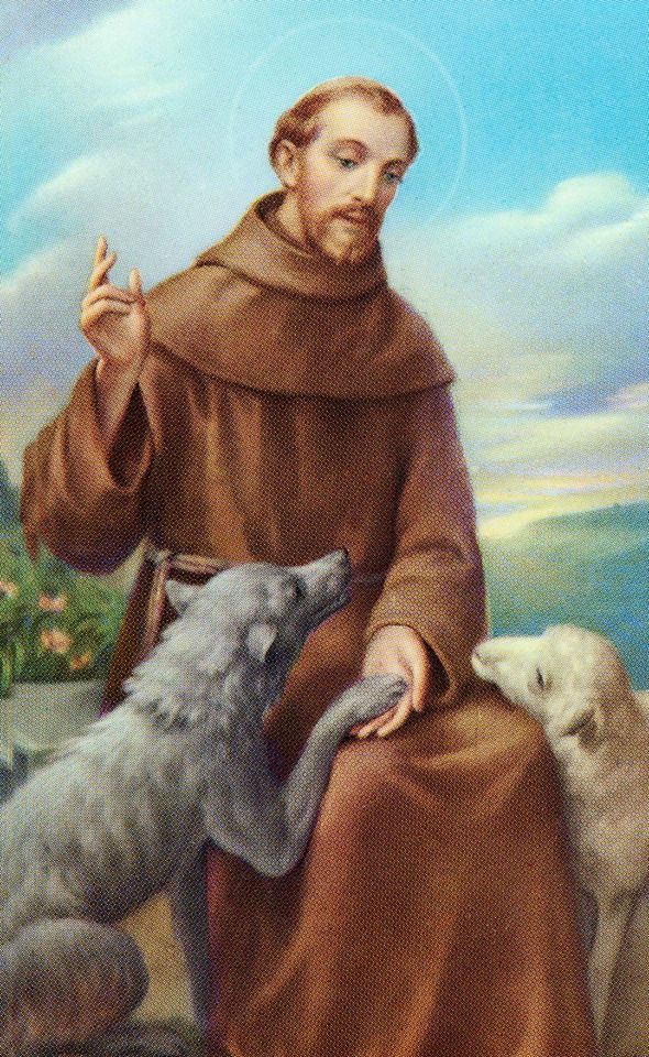 a painting of jesus sitting on a rock with two wolfs in front of him