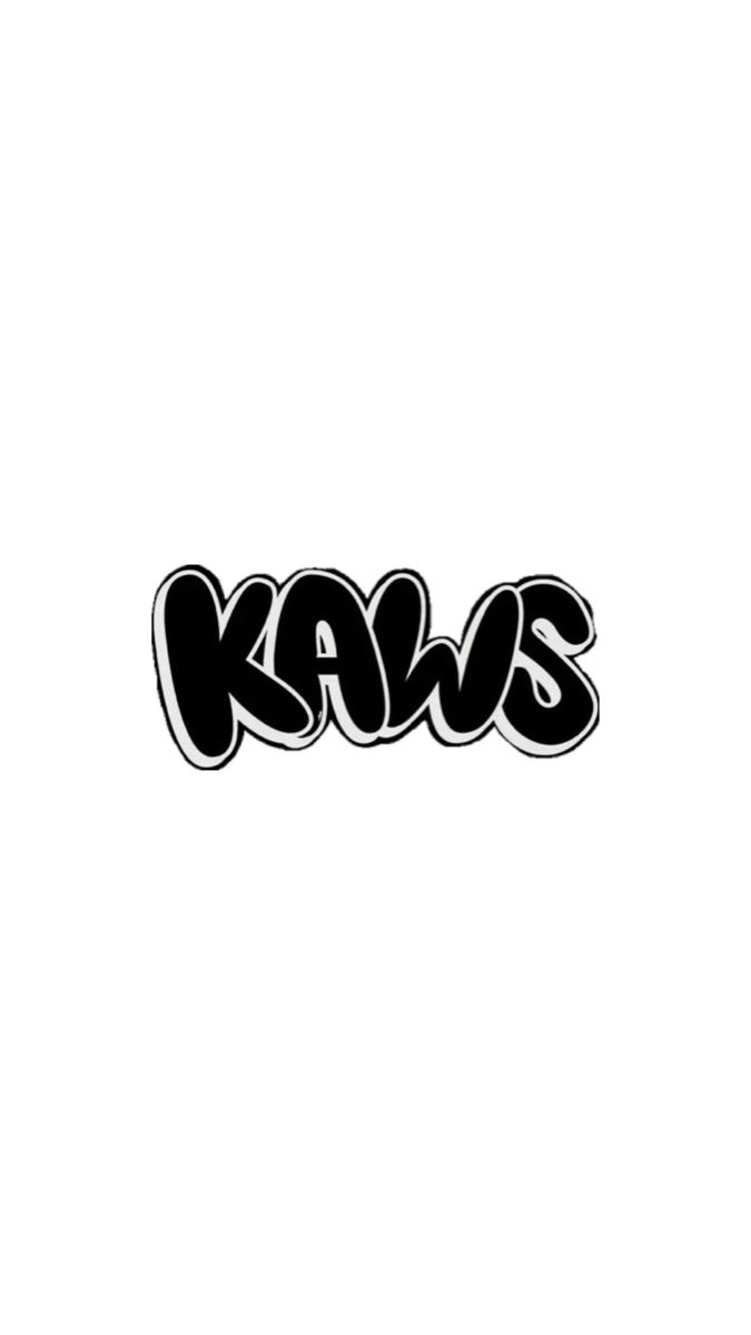 the word kaws written in black and white