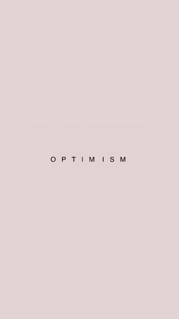 the word optimism written in black on a light pink background