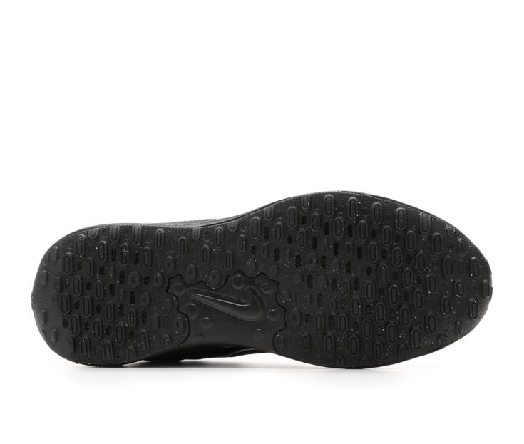 the nike air zoom sneaker is black and has a rubber outsoled sole