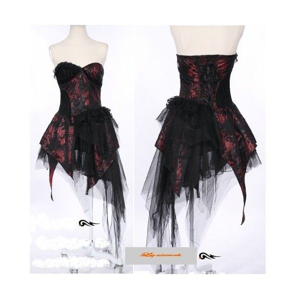 Red Black Strapless Short Emo Goth Burlesque Wedding Cocktail Dresses SKU-11402098 ($380) found on Polyvore Emo Wedding Dresses, Emo Wedding, Goth Burlesque, Red Wedding Gowns, Gothic Wedding Dress, Emo Dresses, Cocktail Dress Wedding, Belle Dress, Wedding Cocktail