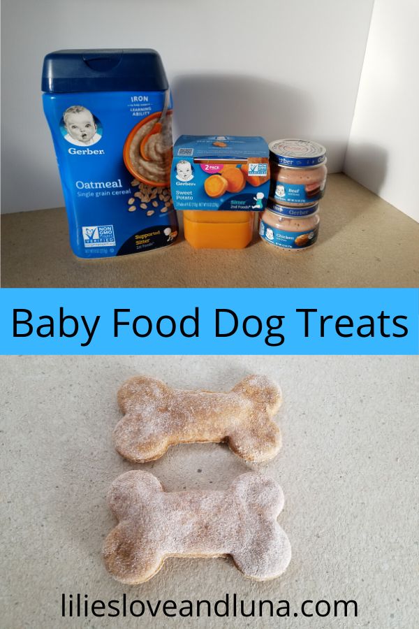 baby food and dog treats are on the floor