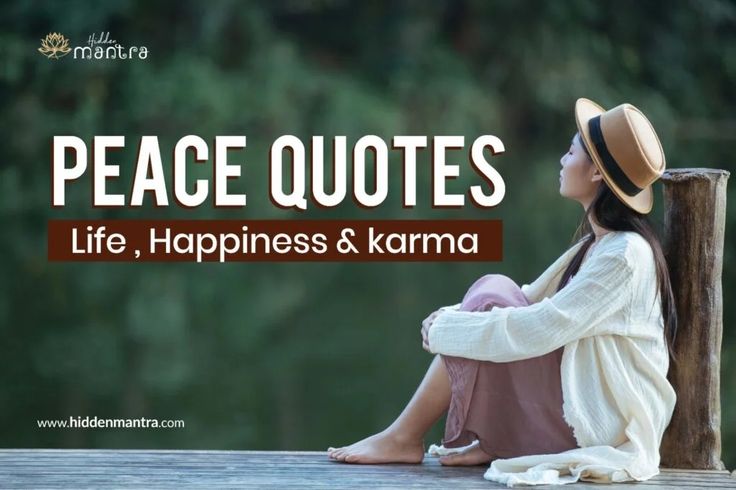 a woman sitting on top of a wooden floor next to a tree with the words peace quotes