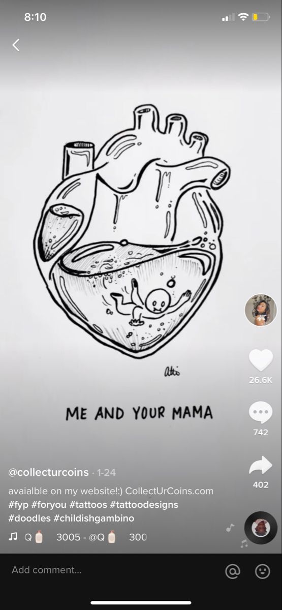 an image of a heart with the words me and your mama on it's screen