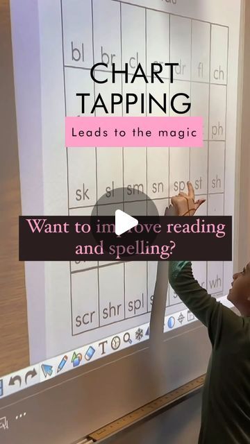 a young boy writing on a whiteboard with the words chart tapping in front of him