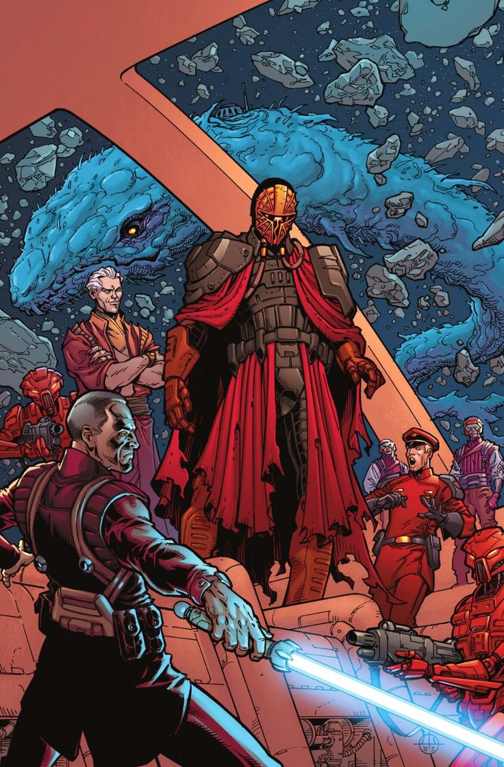 the cover to star wars, featuring darth vader and others in red robes