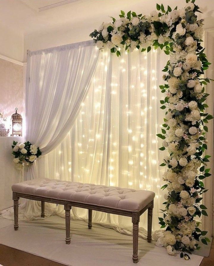 Design an remarkable wedding backdrop, mesmerizing your guests with its imaginative brilliance. Fashion a awe-inspiring display of love, symbolizing the start of your forever. Nikkah Decor, Classy Wedding Decor, Nikah Decor, Wedding Background Decoration, Tafel Decor, Diy Wedding Backdrop, Ganpati Decoration Design, Desi Wedding Decor, Wedding Backdrop Design