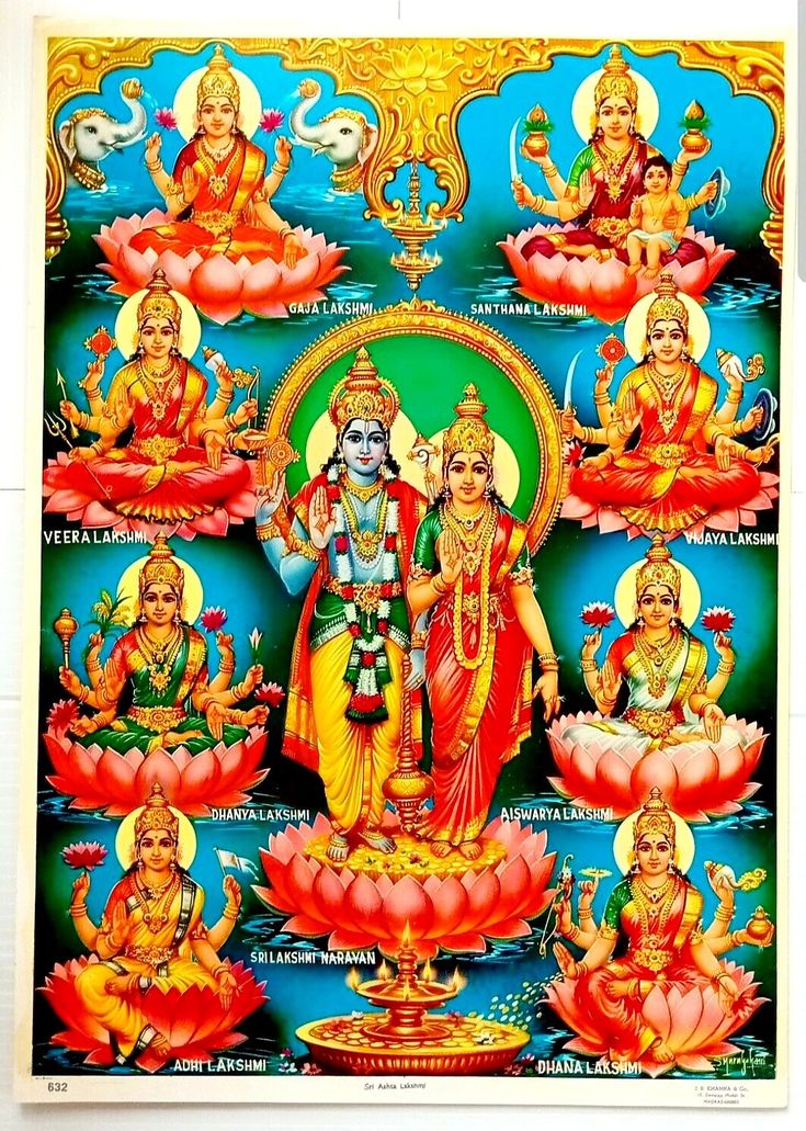 an image of hindu deities in the form of avatars on a blue and yellow background