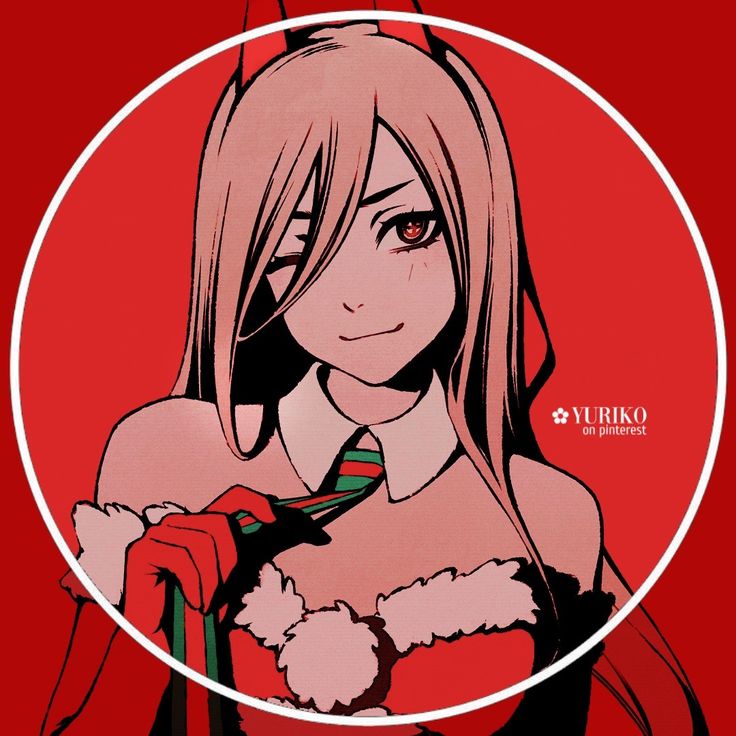 an anime character with long hair and red eyes wearing a santa claus outfit, holding a bag