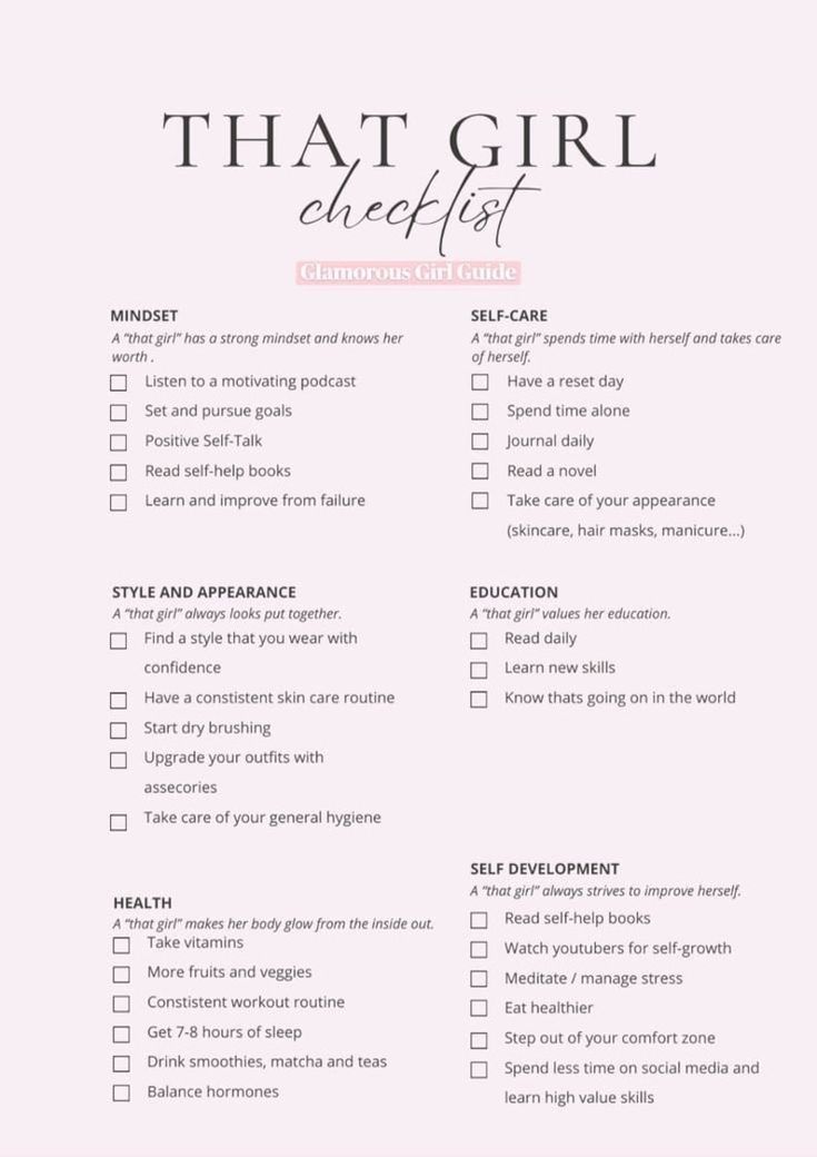 THAT GIRL Checklist - Etsy That Girl Shopping List, Chek List, Tips To Become That Girl, Check Lists, Organize Your Life Checklist, Steps To Become That Girl, Tips To Be That Girl, That Girl Checklist, That Girl Checklist Aesthetic