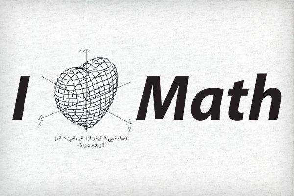 the word i love math written in black and white with an image of a heart