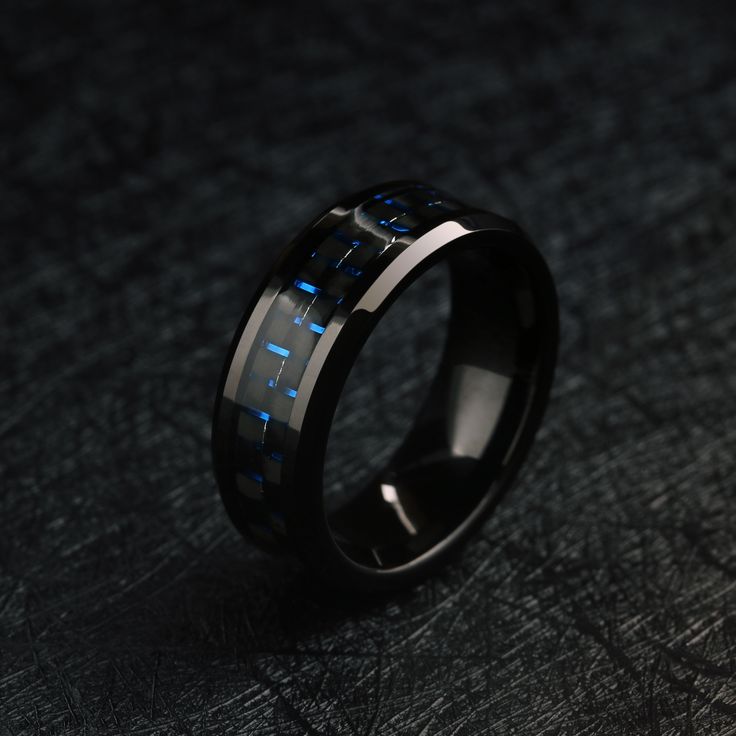 Titanium Carbon Fiber Wedding Ring Black And Blue Wedding Bands For Men, Mens Wedding Bands Carbon Fiber, Navy Blue Wedding Rings, Carbon Fiber Wedding Band Men Rings, Mens Sapphire Wedding Band, Carbon Fiber Wedding Band, Mens Wedding Rings Black, Mens Wedding Rings Titanium, Meteorite Wedding Rings