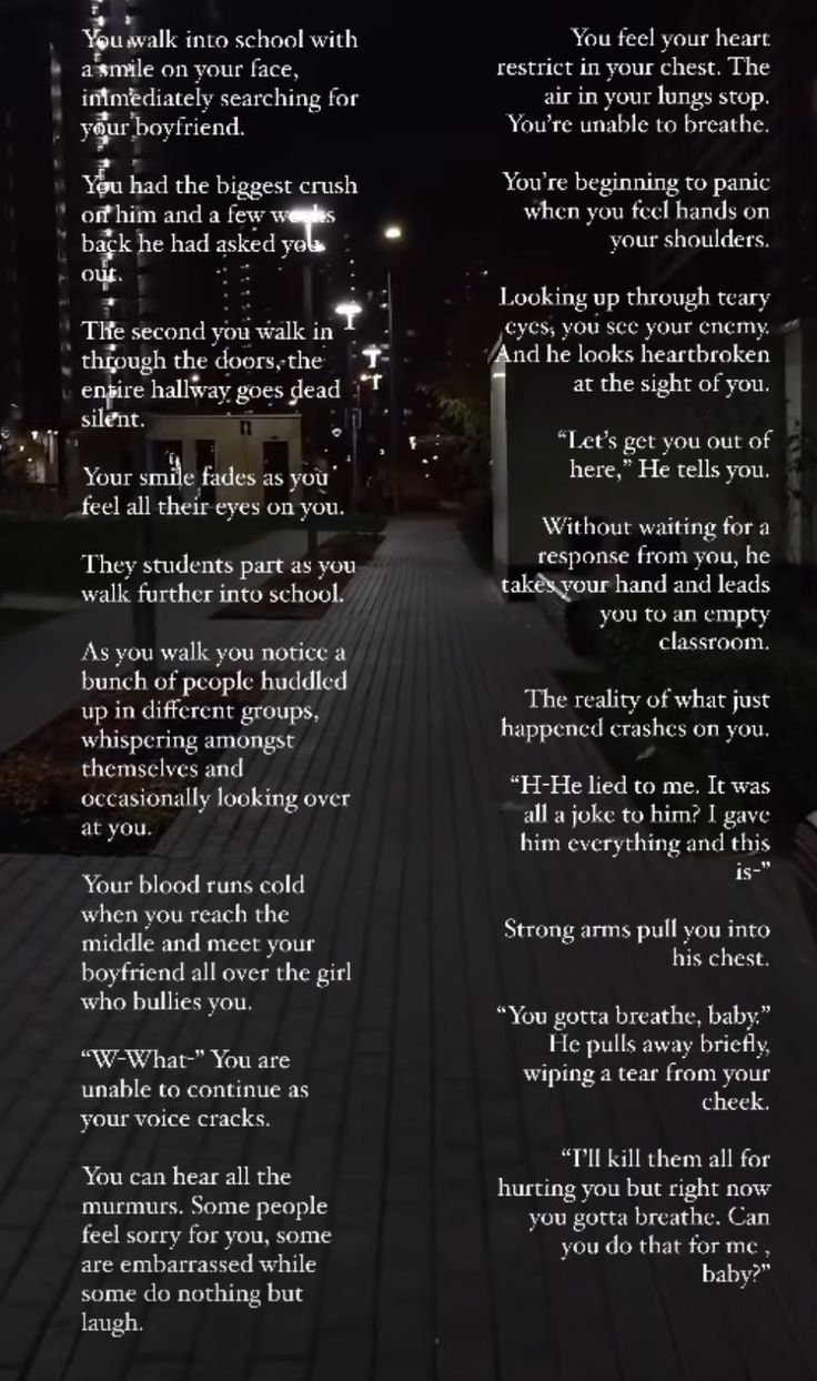 a poem written in black and white on the side of a road at night with lights