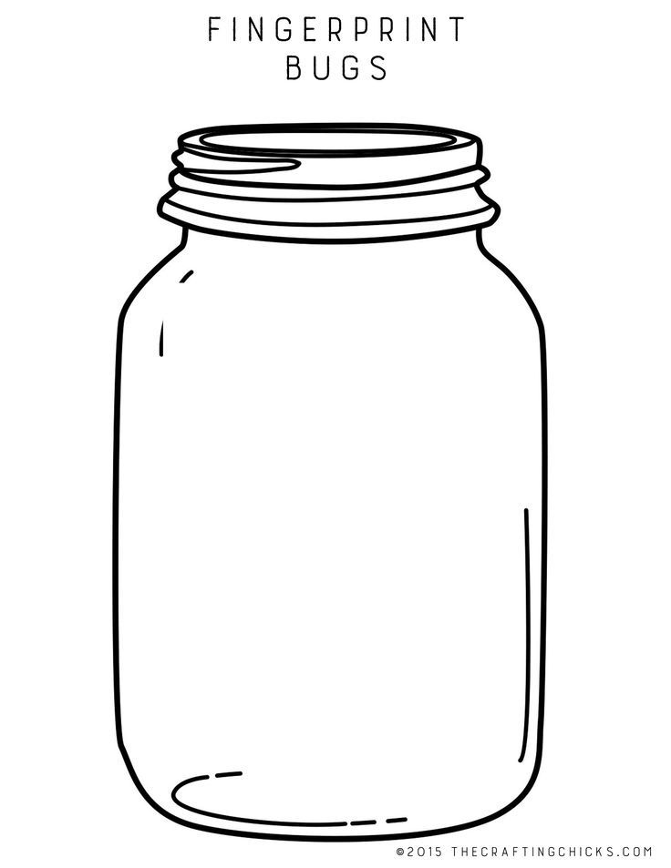 a black and white drawing of a mason jar with the words fingerprint bugs on it