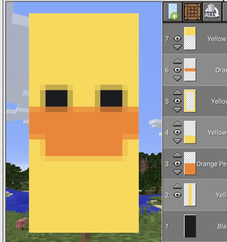 an image of a yellow duck in the minecraft style with different colors and shapes