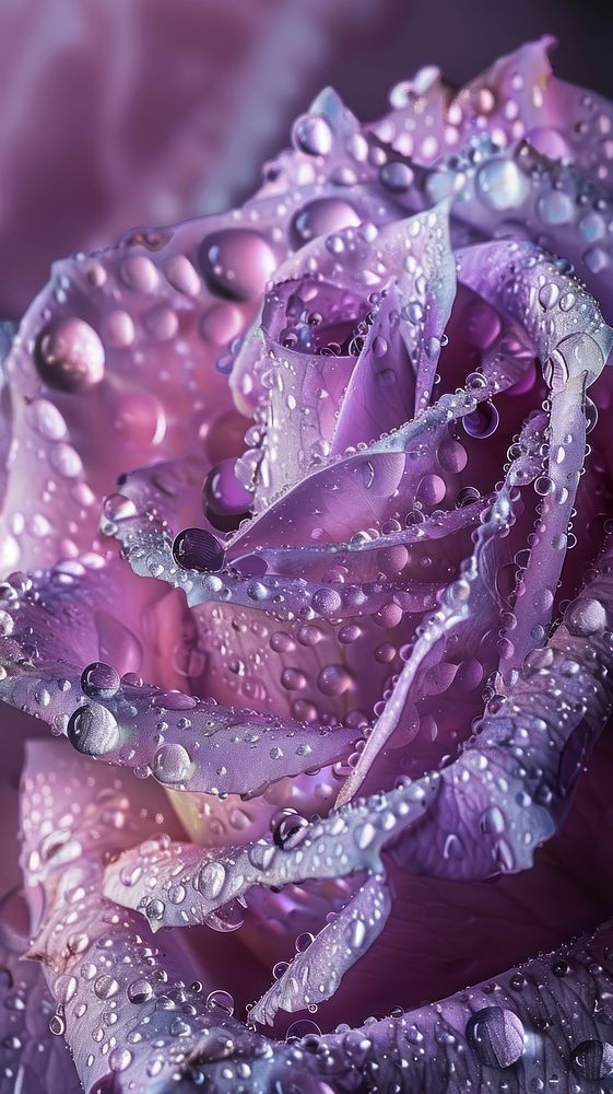 a purple rose with water droplets on it