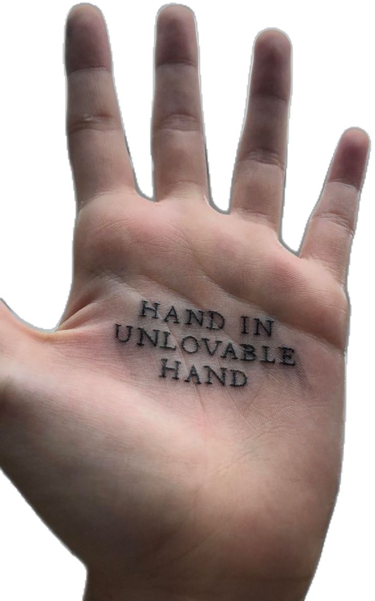 a hand with the words hand in unilovable hand written on it